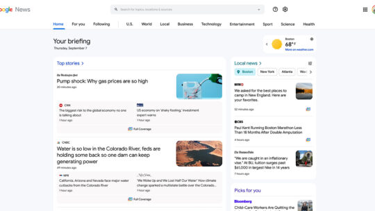 Lanzamiento del rediseño de Google News en escritorio